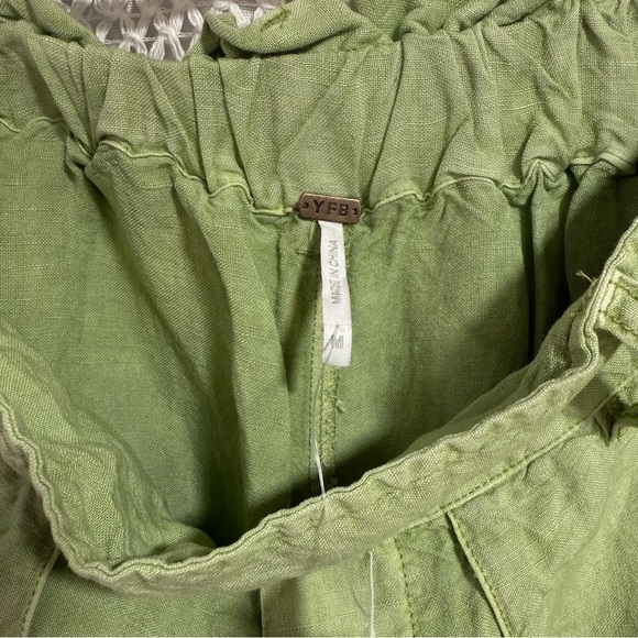 Young Fabulous & Broke YFB Linen Blend Relaxed Light Green Trousers - Picture 6 of 7